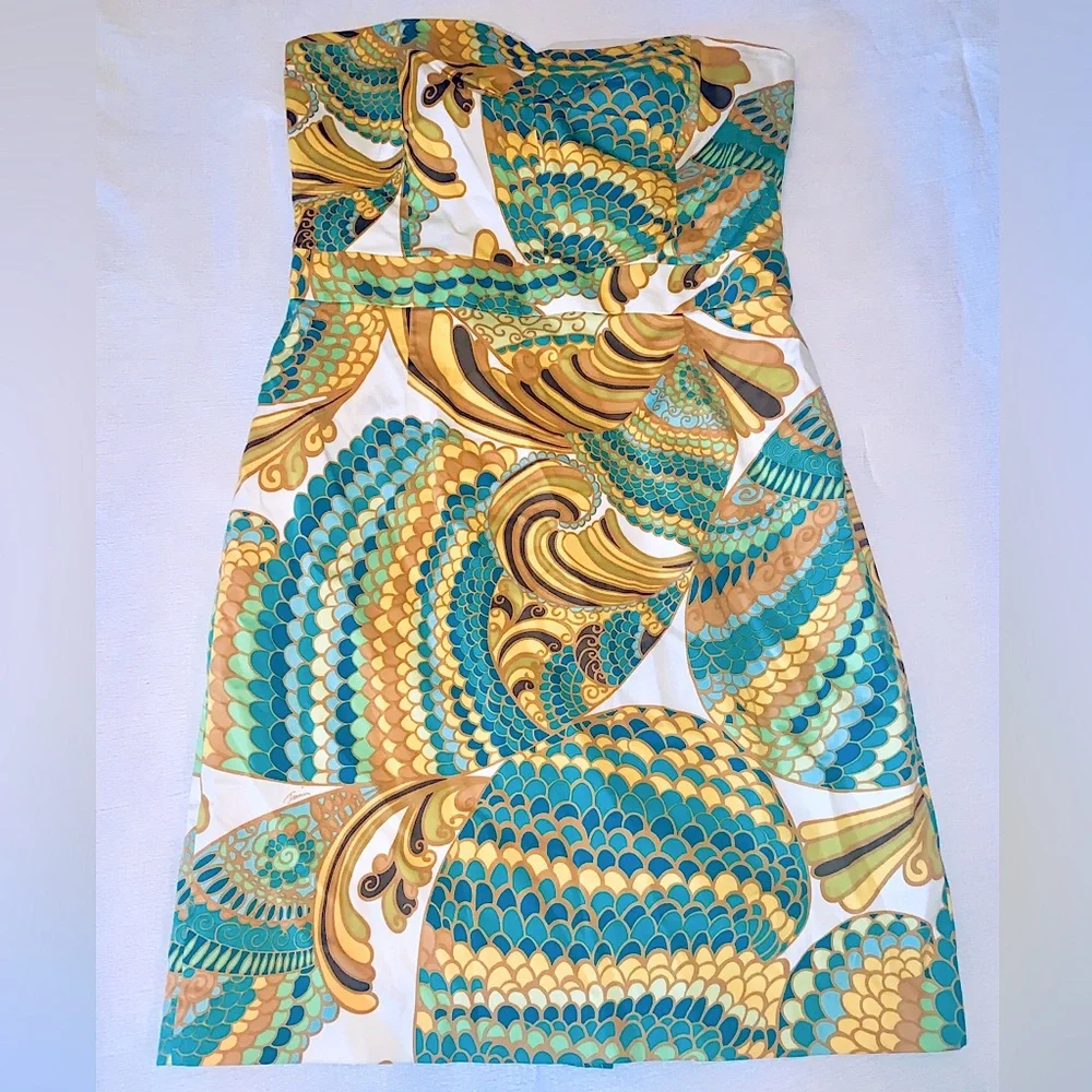 Banana Republic Trina Turk Strapless Mini Dress Paisley Pattern, size 12 - Picture 1 of 7